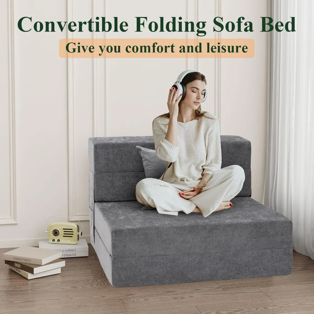 Sofa Bed Convertible Sleeper Chair Pillow Fold Out Couch