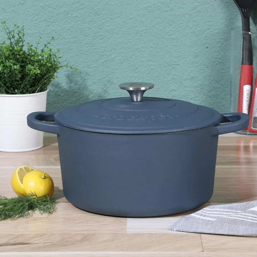 Crock Pot Artisan 5Quart Navy Blue Enameled Dutch Oven