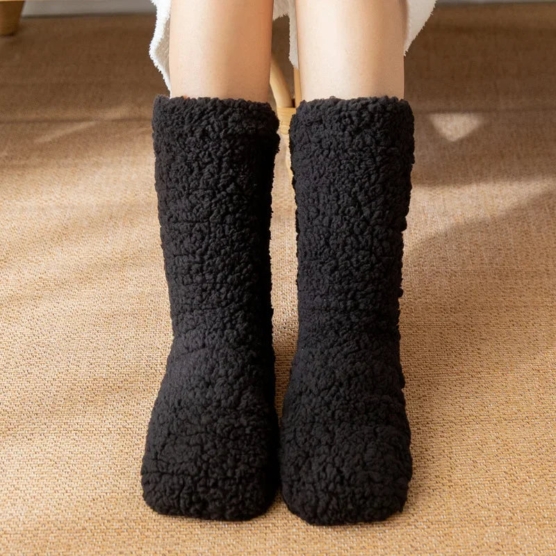 Women's Thickened Cashmere Floor Socks Thermal Velvet Sleep Socks Non-Slip Home Slippers & Leg Warmer