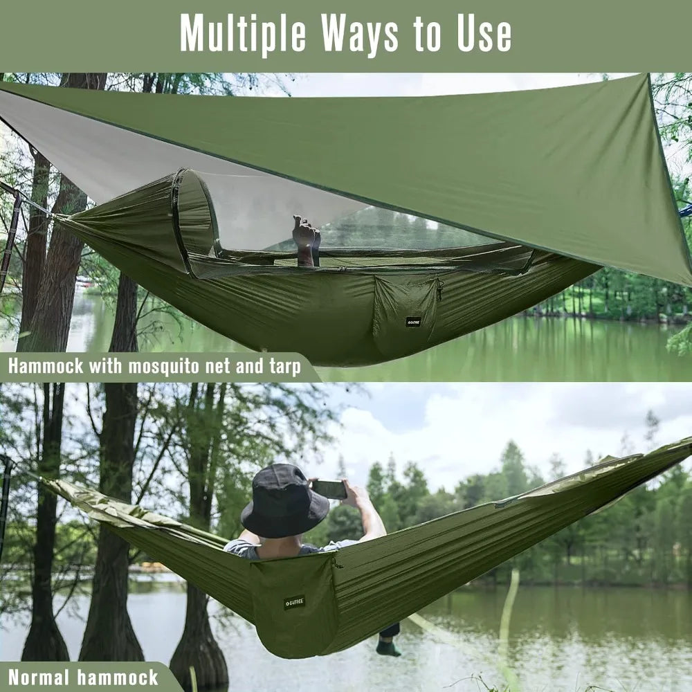 G4Free Large Camping Hammock With Mosquito Net And Rain Fly