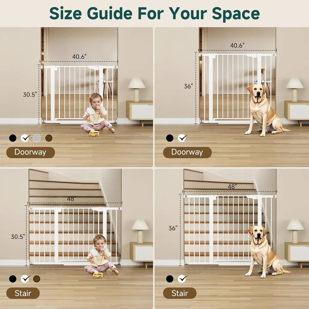 Pressure Mounted Baby Gate Stairs Durable Metal Self Closing Safety Gate Indoor Dog Gate Easy Install Toddler Pet Protection