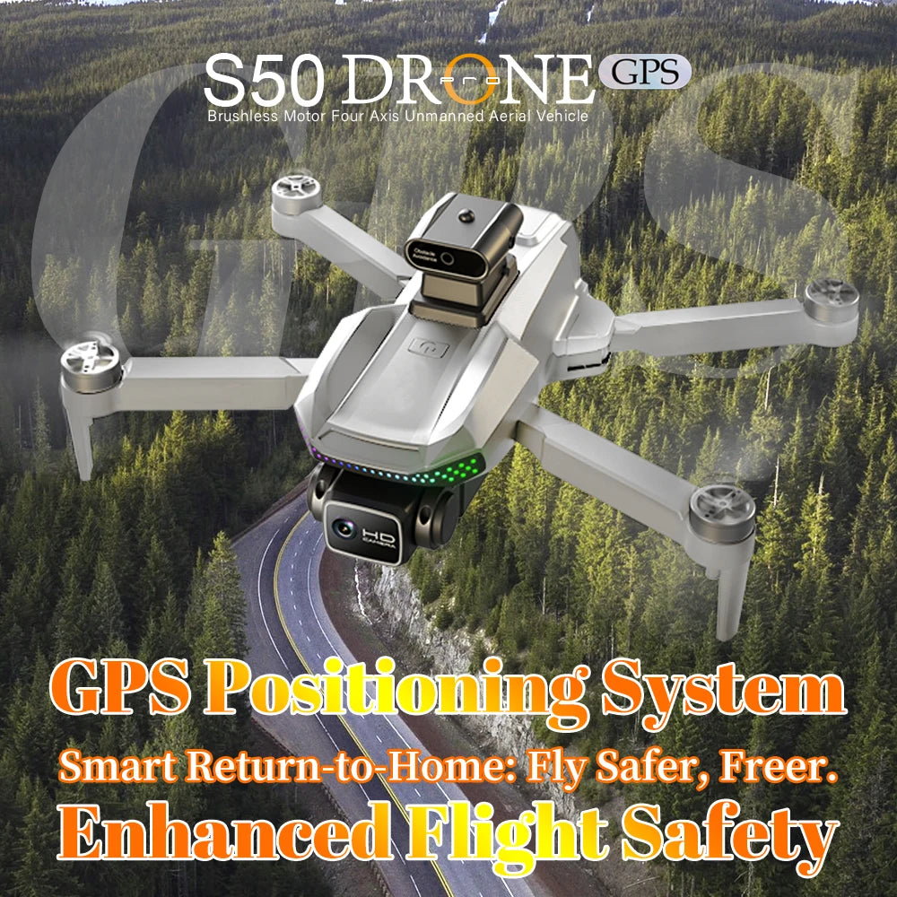 S50 Pro GPS Drone With 2 Batteries, 4.5-Inch Screen Remote, Real-Time HD Camera