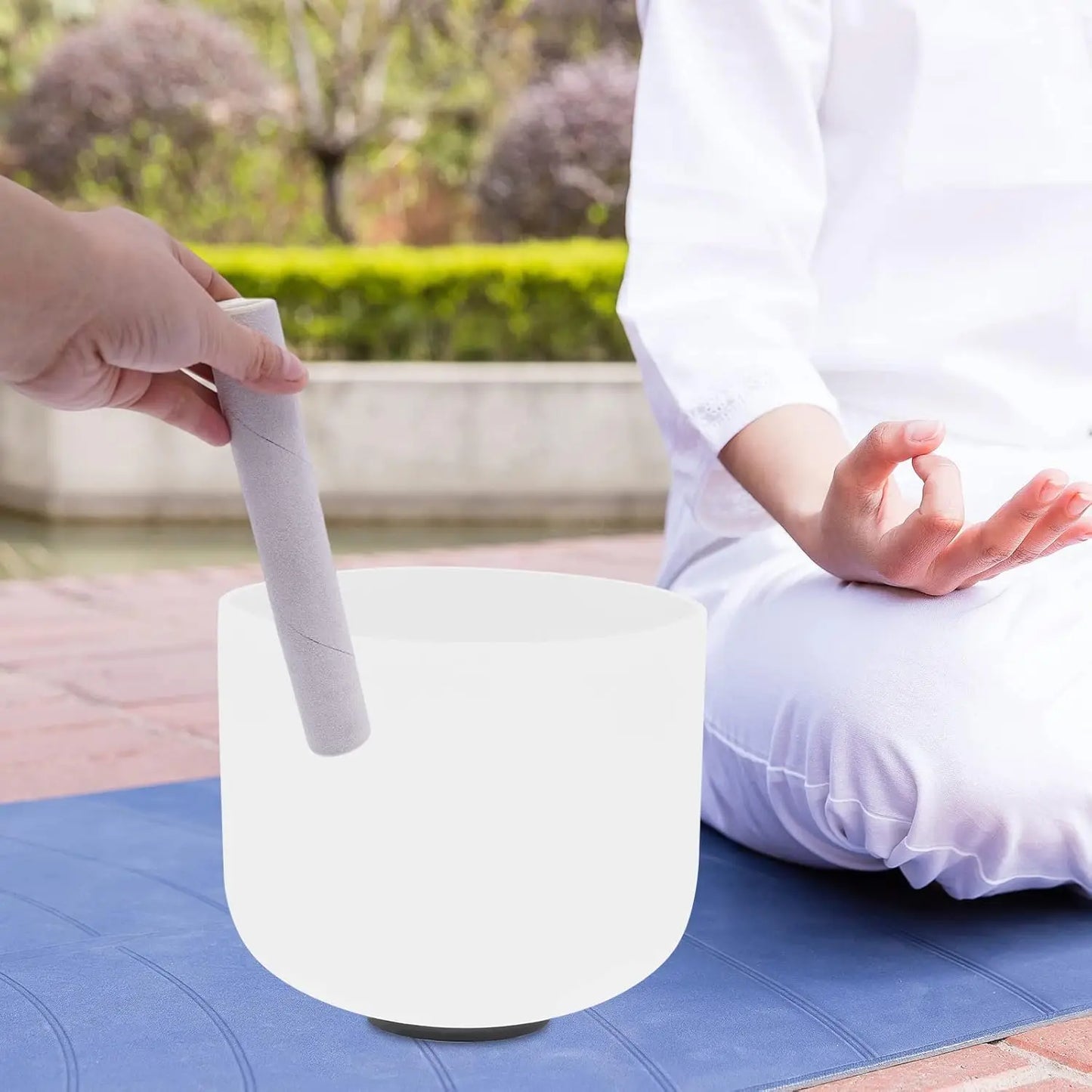 Frosted Quartz Crystal Singing Bowls, Tibetan Singing Meditation Bowl with O Ring and Mallet 432-440Hz for Meditation Healing