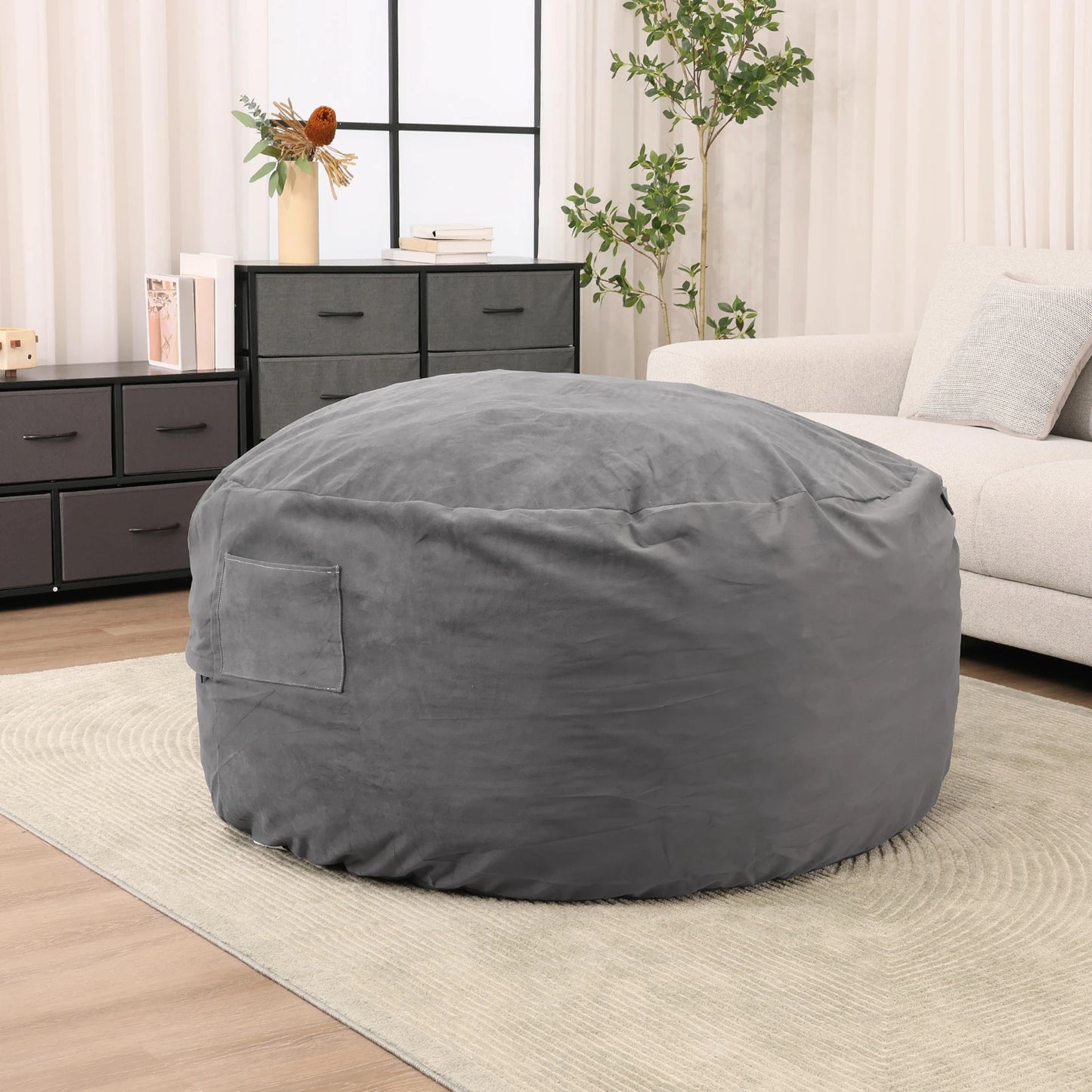 Oversized Bean Bag Chair For Gaming And Reading Foam Filled With Removable Cover