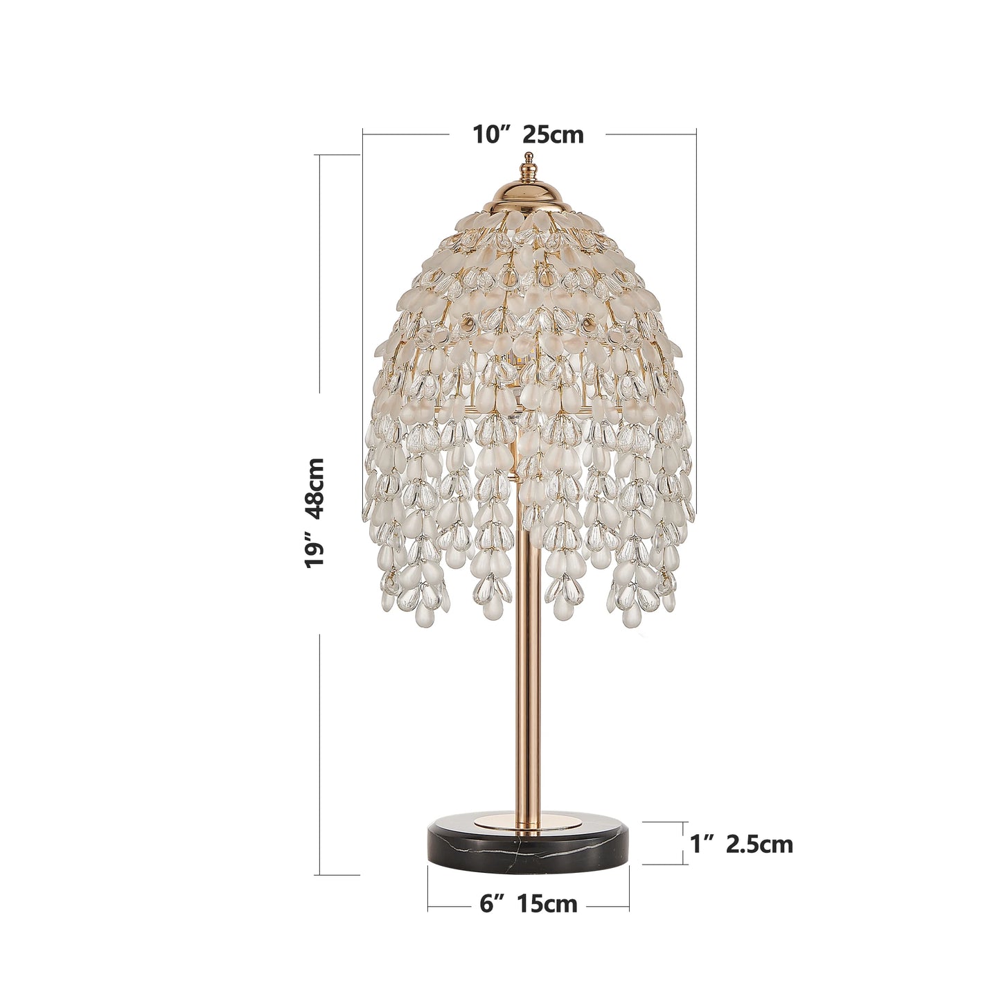 19 Inch Elegant Crystal Table Lamp With Bead String Shades