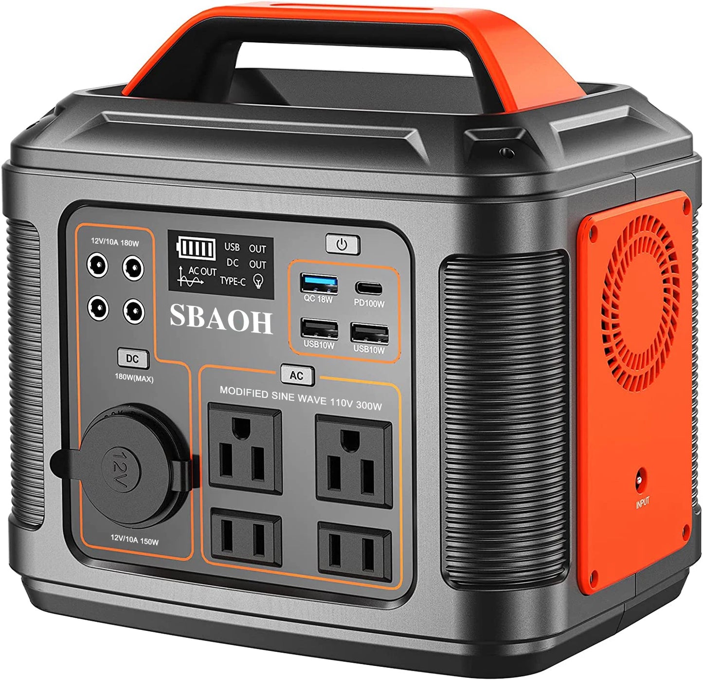 SBAOH P302 Portable Power Station 296Wh 300W Solar Generator With AC Outlet Lithium Battery For Camping Outdoor RV
