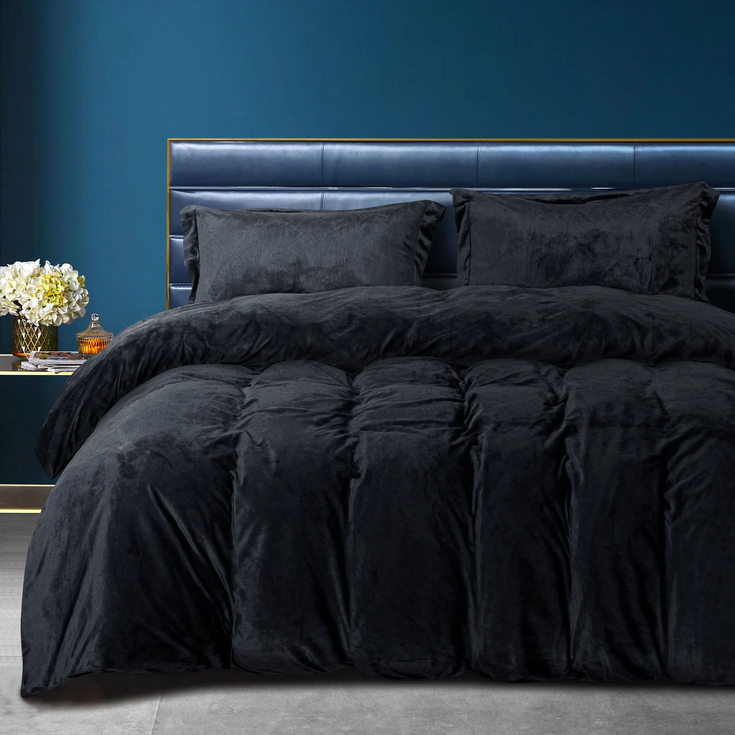 NTBAY Velvet Duvet Cover Set 3 Piece With Zipper Closure