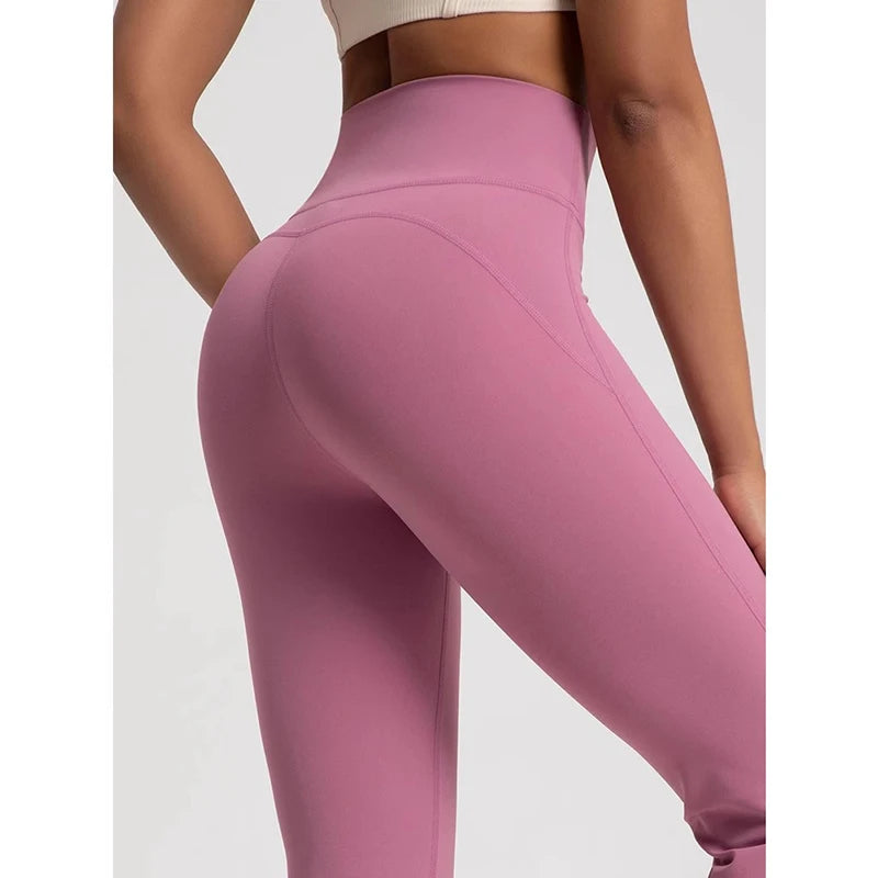 Women's High-Waisted Flared Pants, Elastic Waist, Cinching Hip-Lifting, Casual Yoga Pan for All-Season Exercise and Outdoor Wear