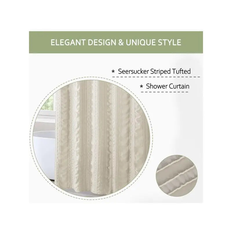 Striped Tufted Shower Curtain 72x72 Inch For Modern Boho Bathroom Decor Premium Polyester Knit