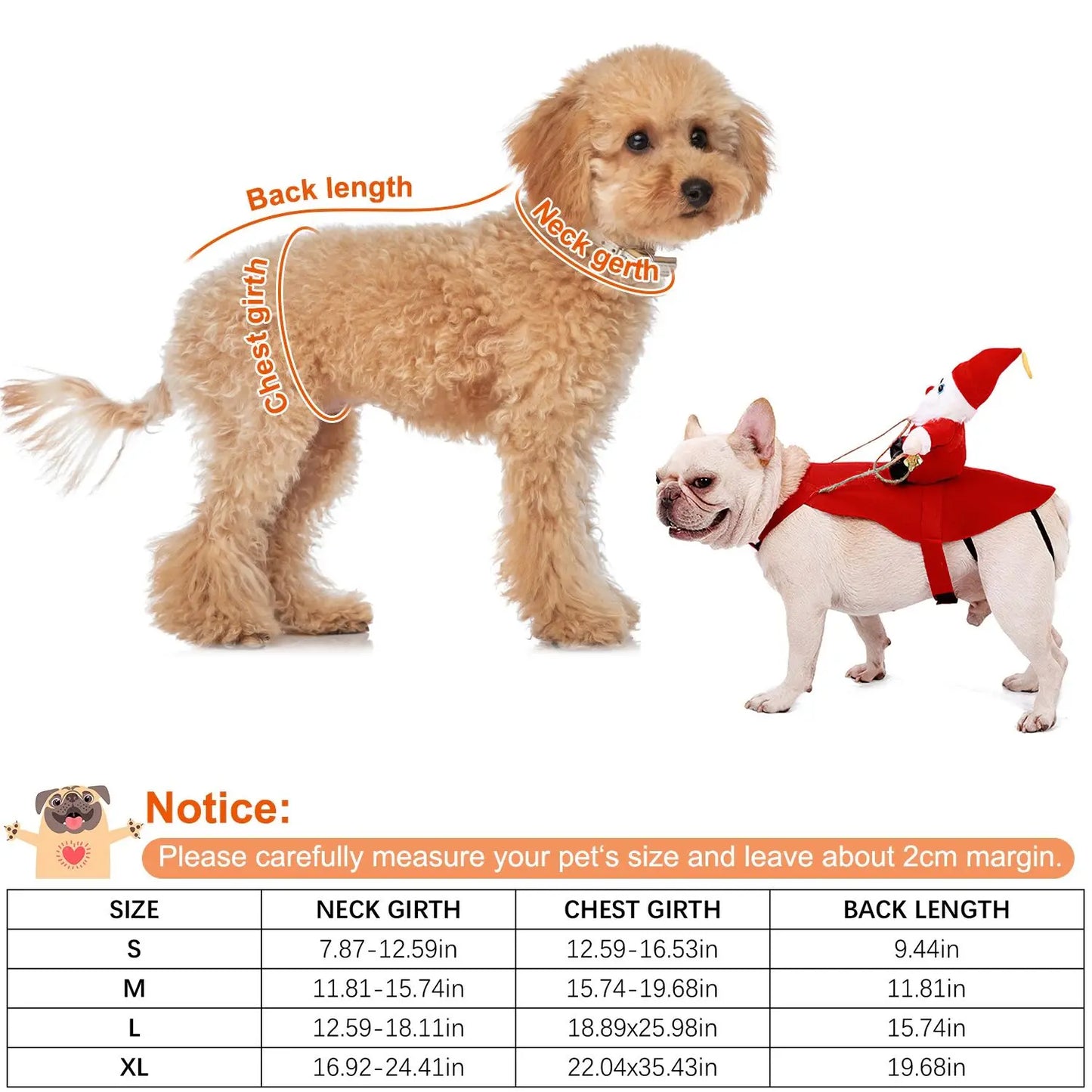 For Pet Christmas Costumes Red Winter Coat for Dog Riding Santa Claus with Bell Clothes New Year Outfit Cosplay Costumes Party D