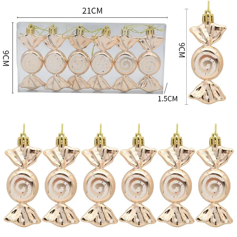 6 Pcs 2025 Christmas Lollipop And Candy Cane Ornaments For Tree Decor And Gift