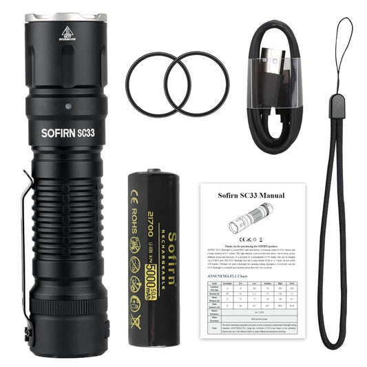 Sofirn SC33 XHP70 LED Tactical Flashlight 5200lm USB Torch