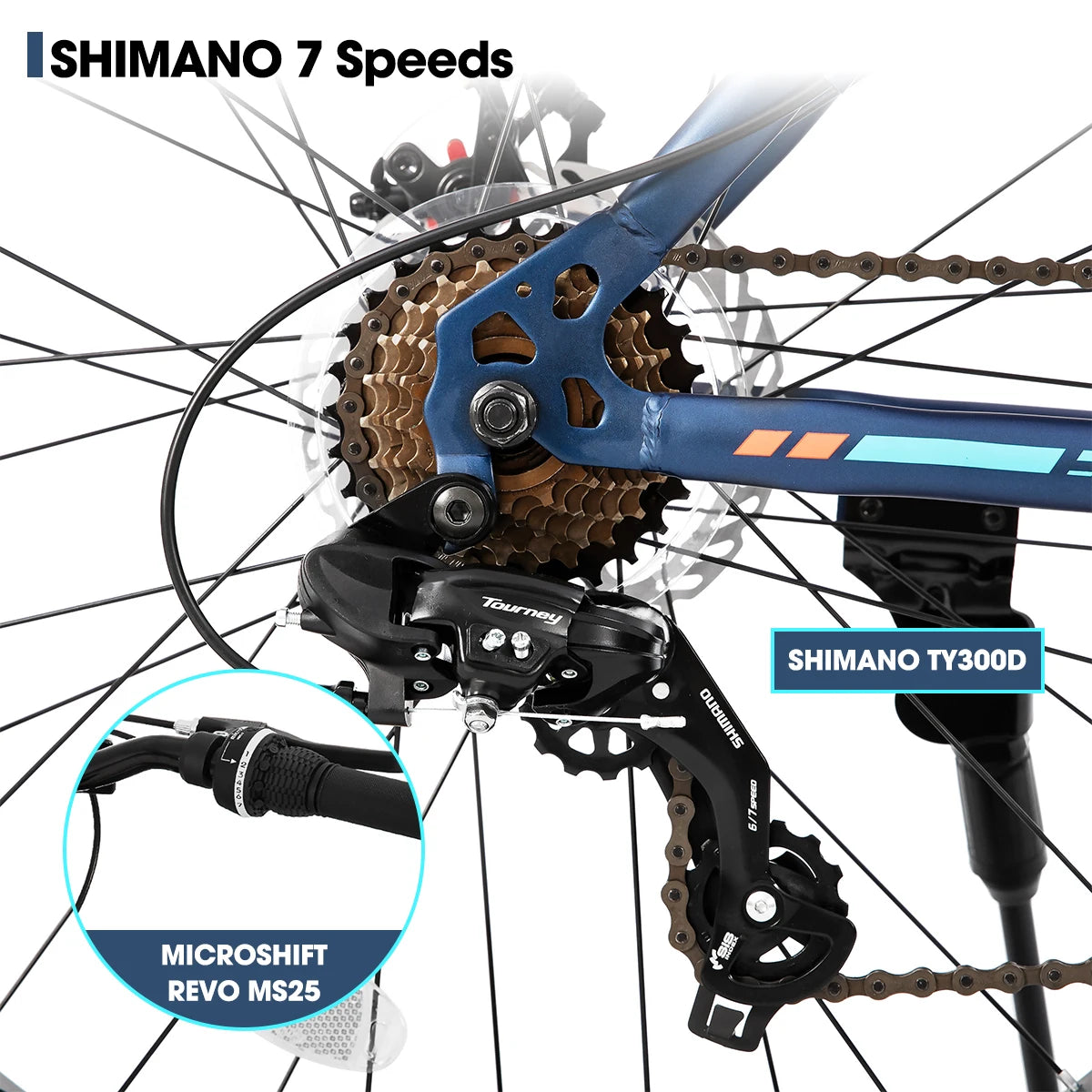 Hiland 20 Inch Kids Fat Tire Mountain Bike Shimano 7 Speed Dual Disc Brakes