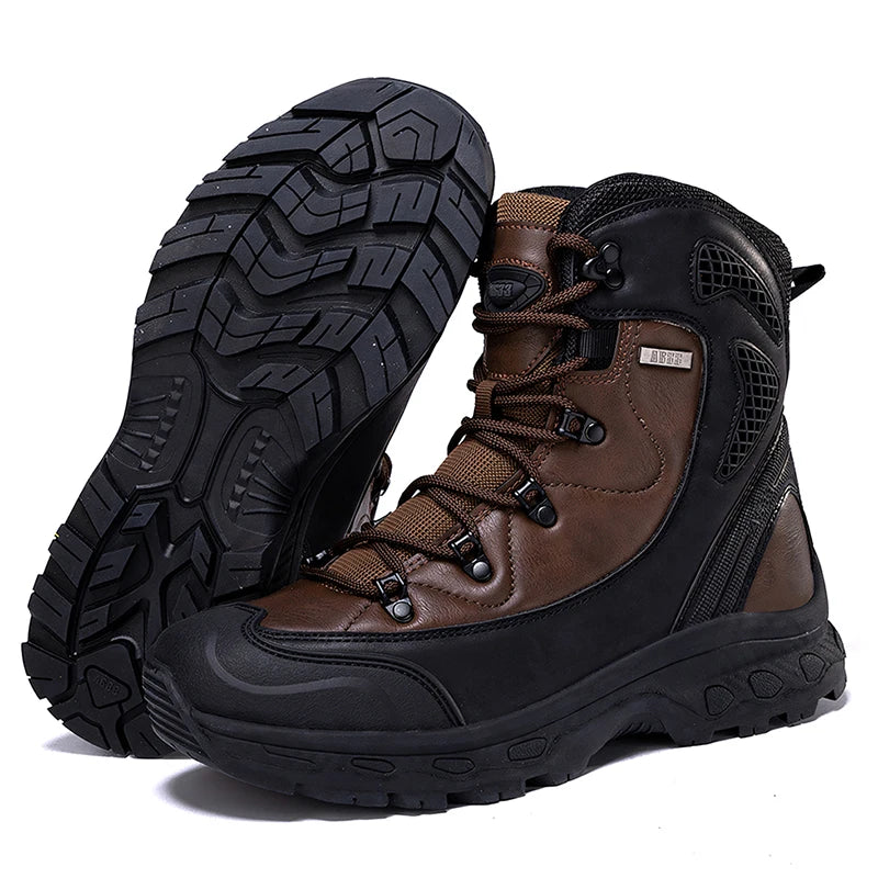 Mens Hiking Boots Waterproof Breathable Mountain Climbing Shoes Lace Up Outdoor