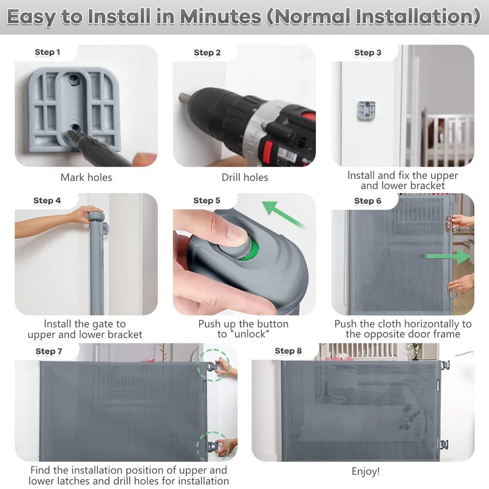 Retractable Baby Gate 71 Inch For Doorways Stairs Hallways Indoor Outdoor Pet