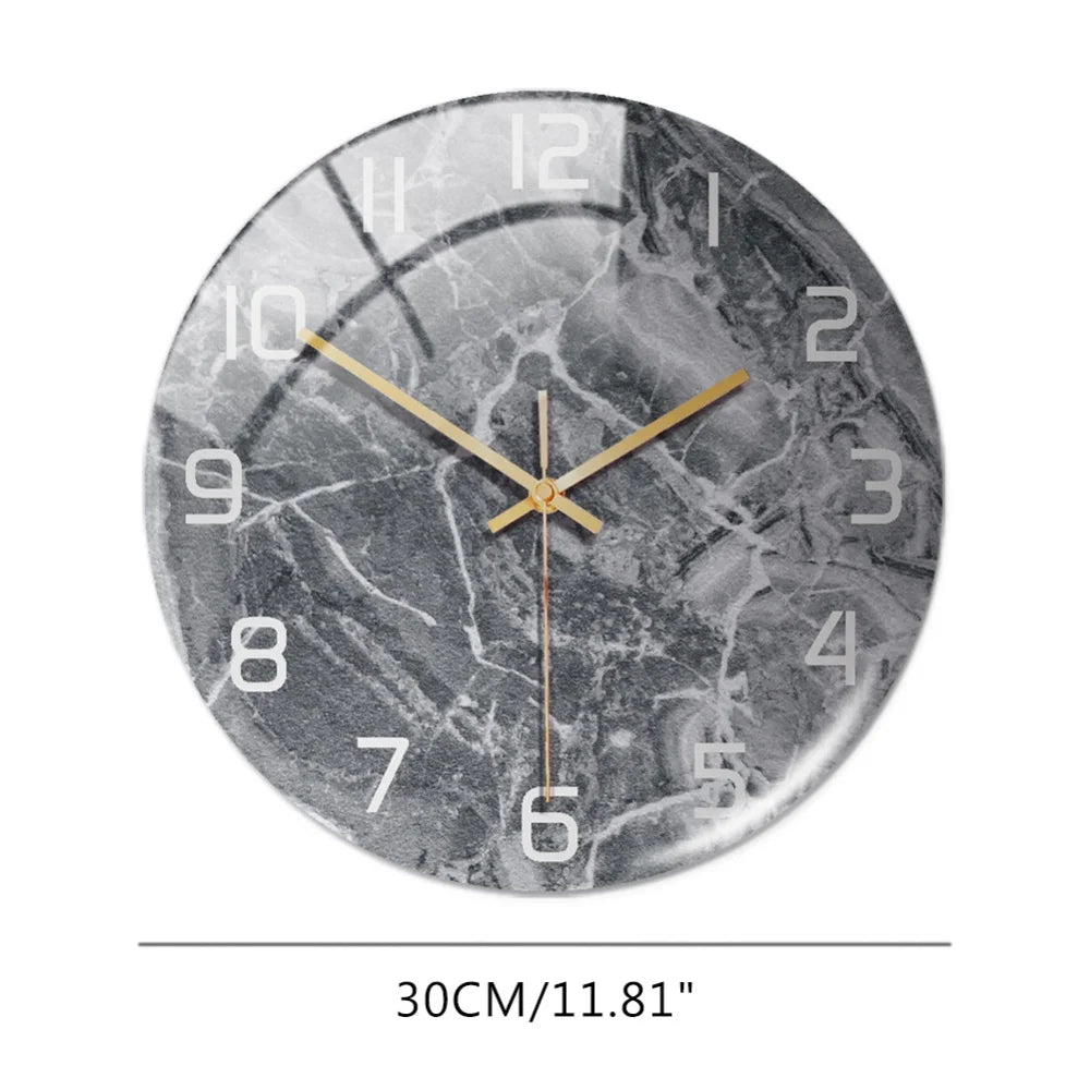 Luxury 3D Acrylic Black Gold Marble Wall Adhesive Clock