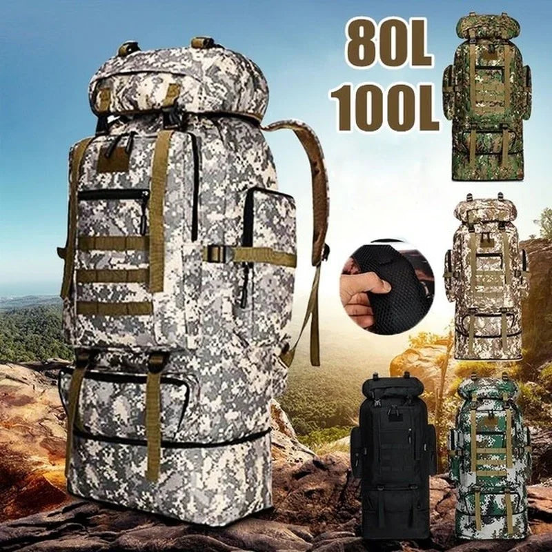 80L 100L Mountaineering Backpack Tactical Hiking Bag