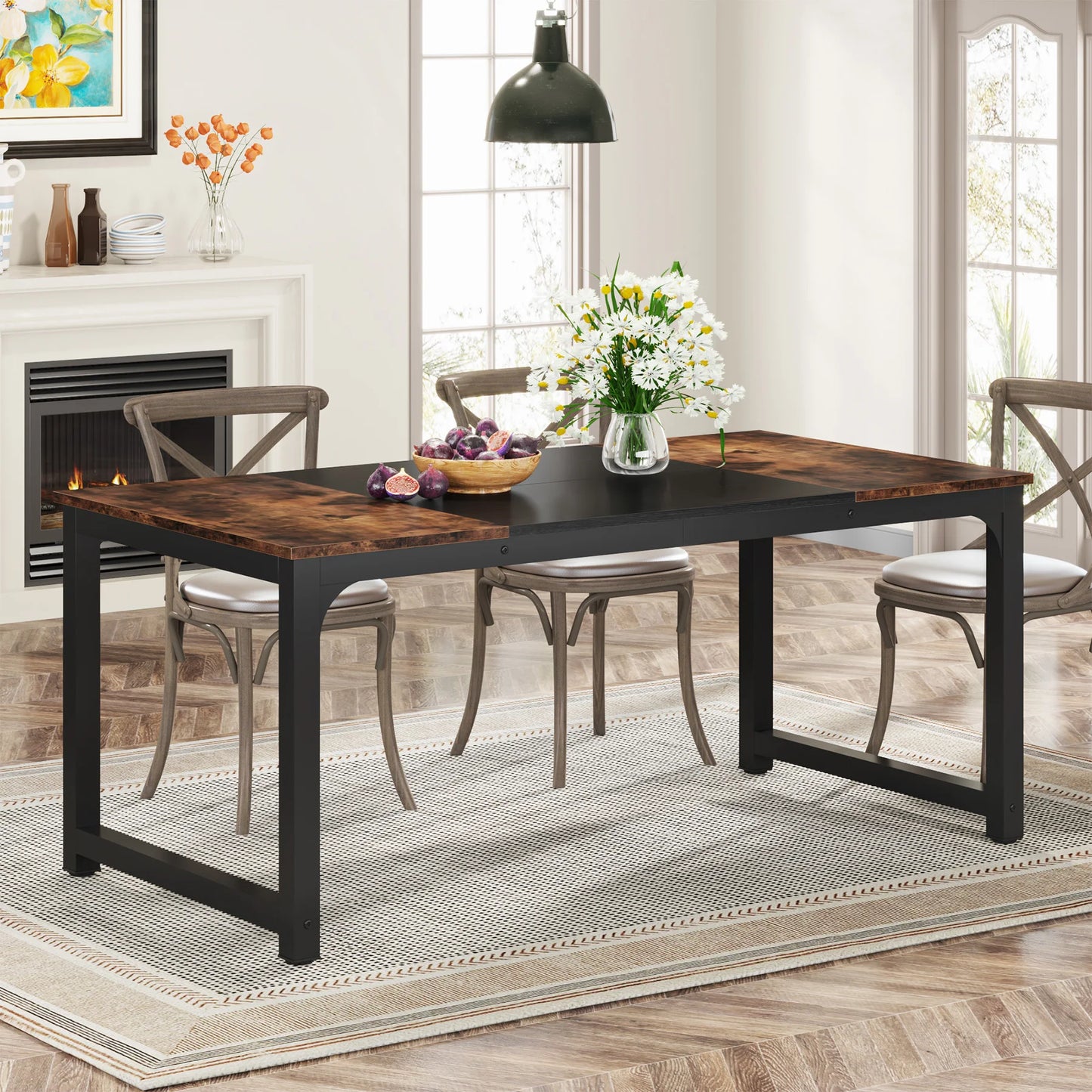 Tribesigns Dining Table Industrial Kitchen Table For Six To Eight People