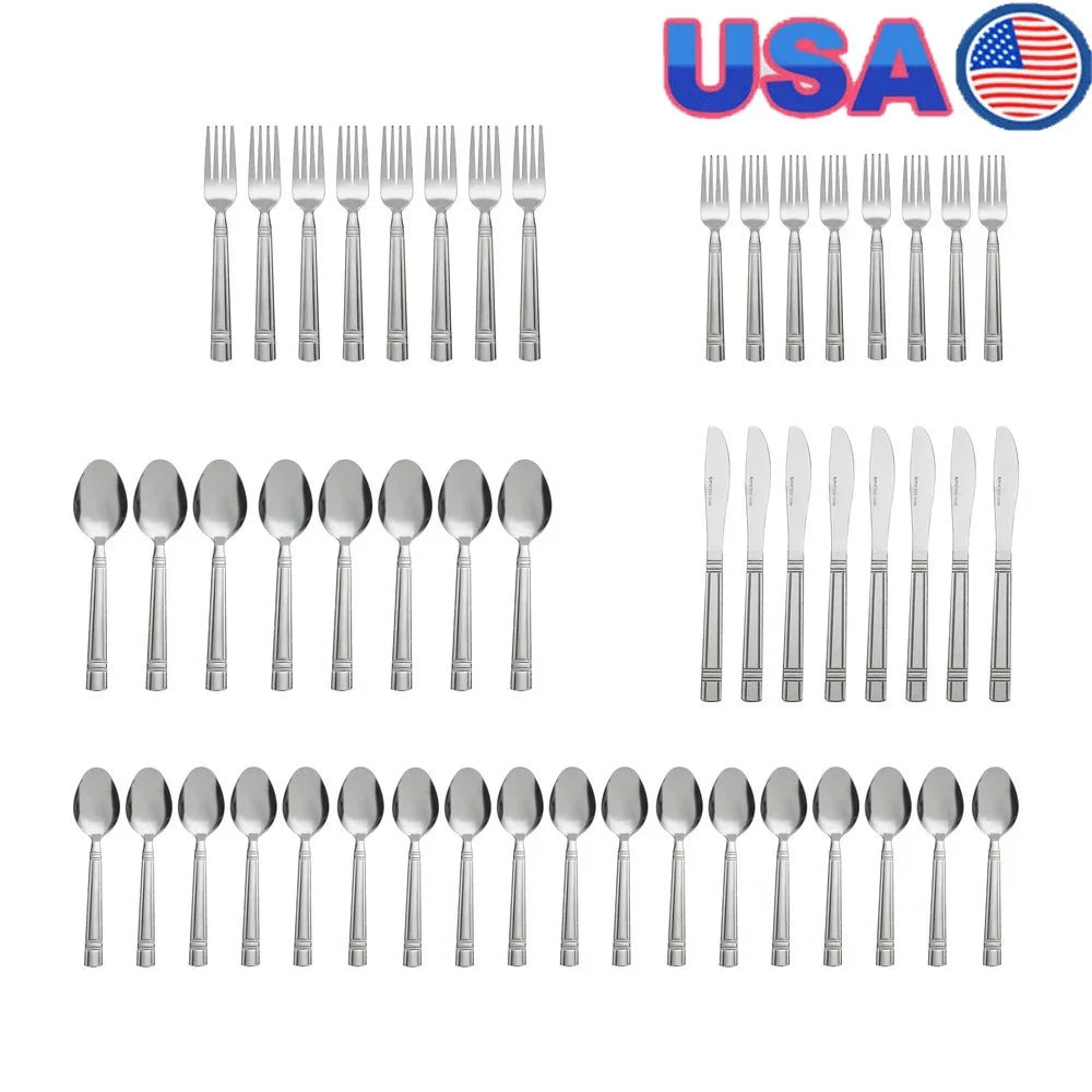 Elegant 49 Piece Stainless Steel Flatware Set With Organizer Tray For 8