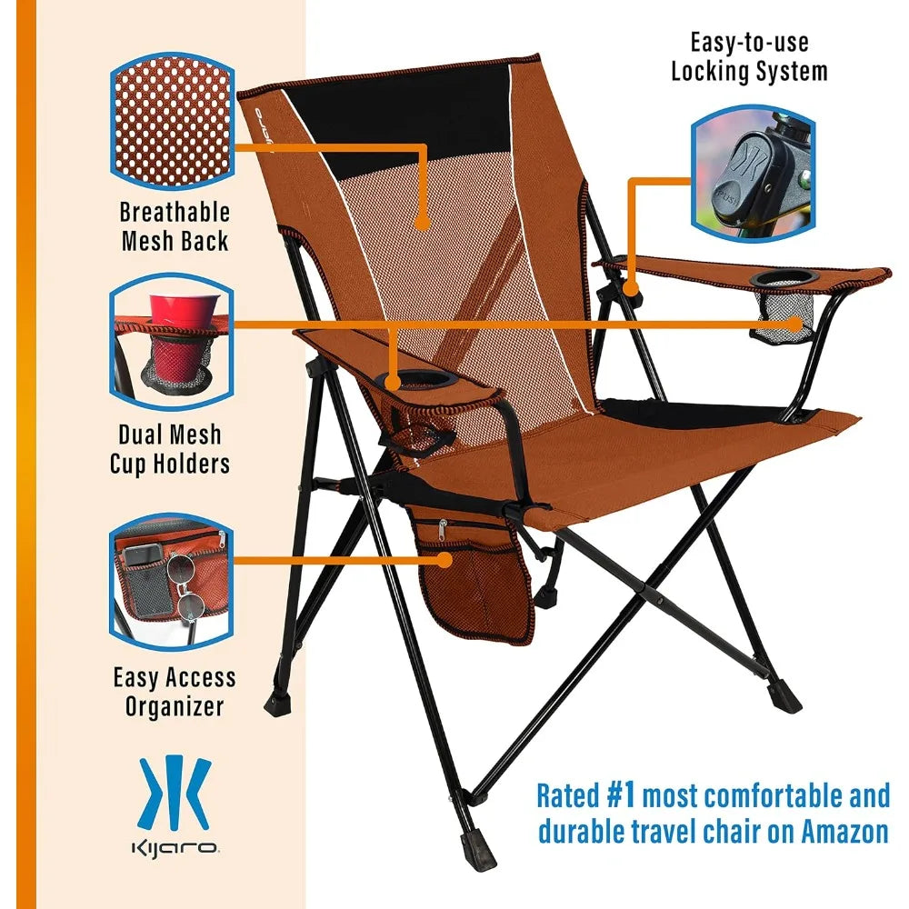 Victoria Desert Orange Dual Lock Camping Chair Portable