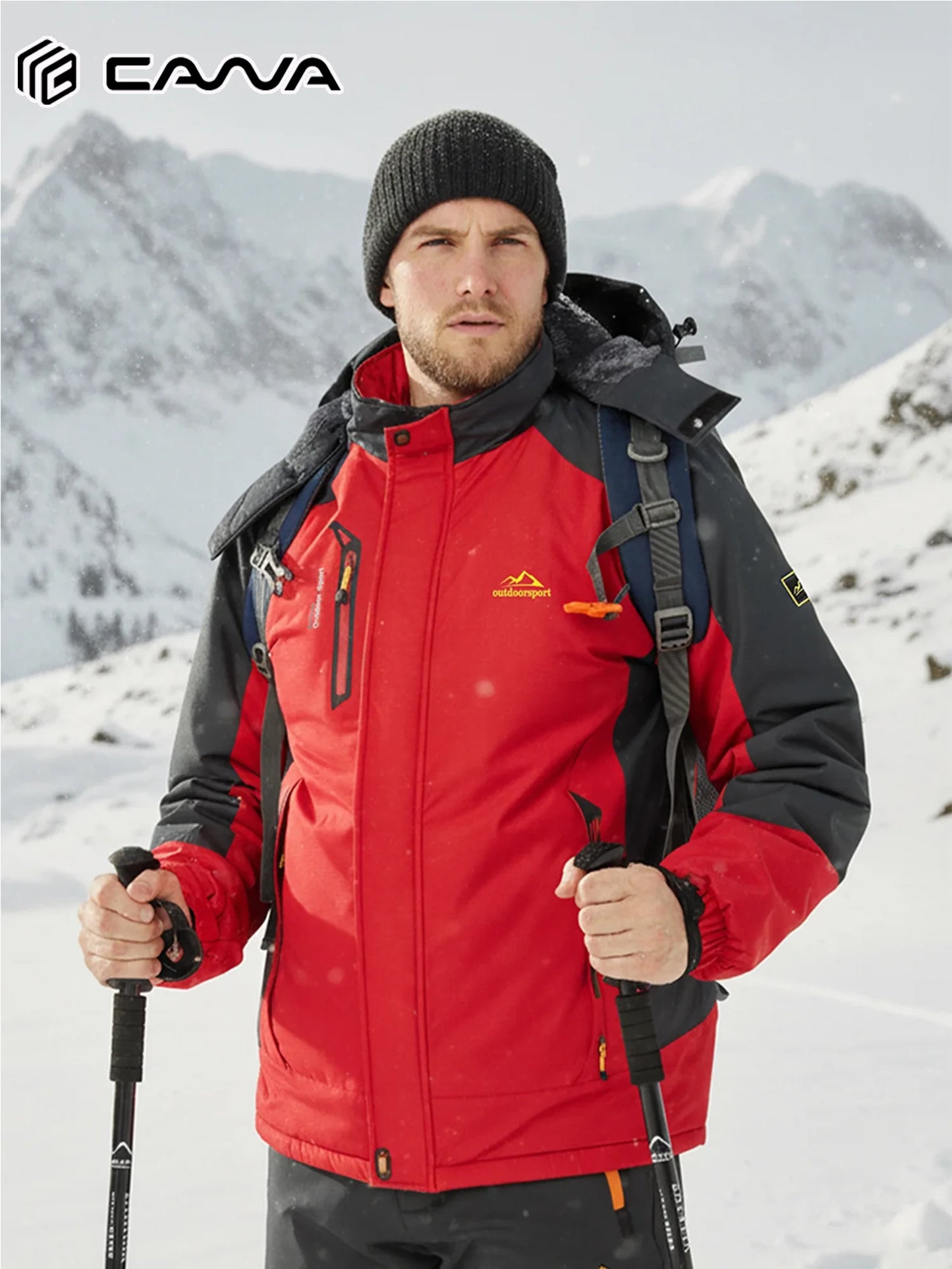 Men's Water Resistant Winter Ski Jacket Parka With Hood And Warm Fleece