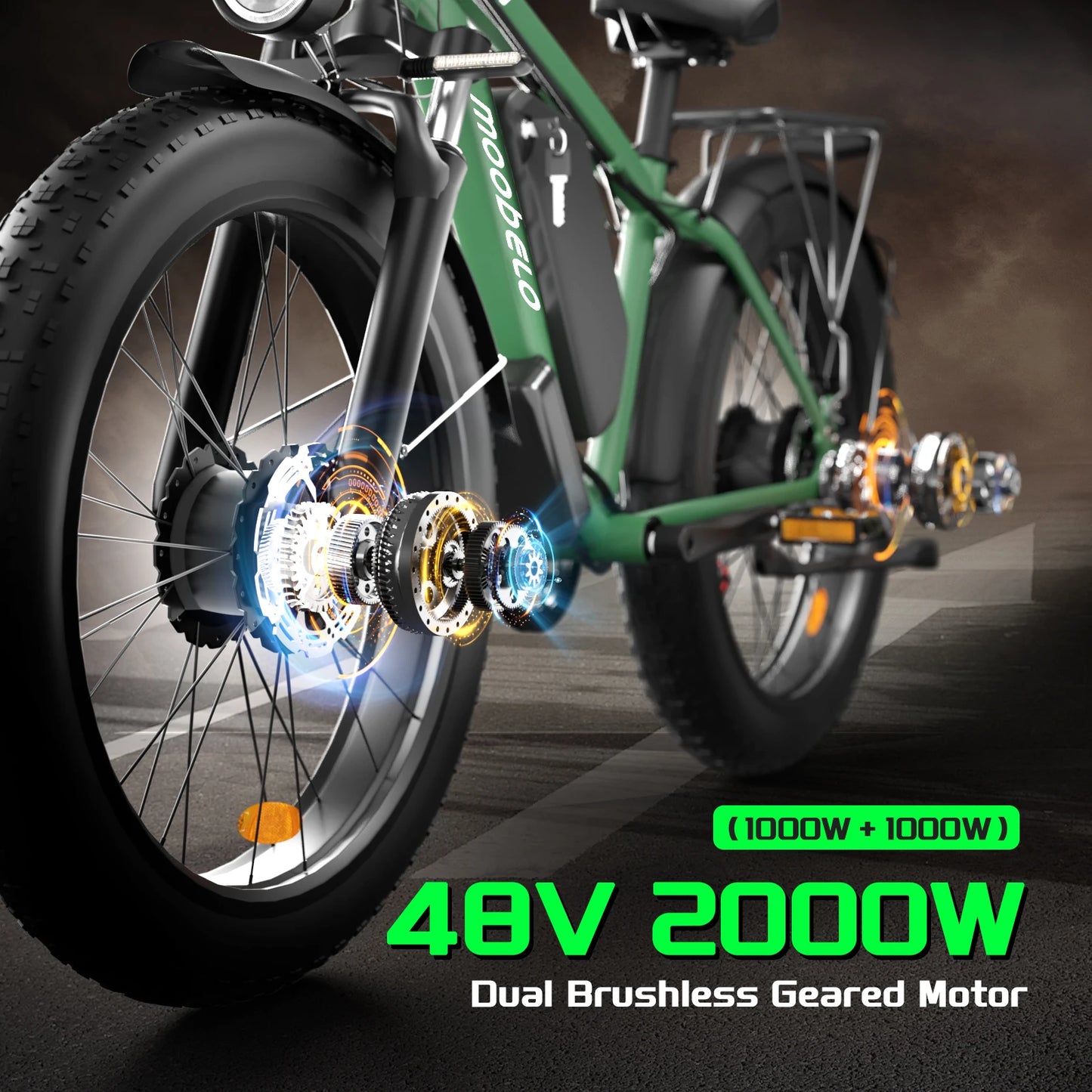 Moobelo M1 48V 2000W Dual Motor E Bike 26 Inch Fat Tires Front Suspension CE Certified Ideal For Snow Beach Urban Ebike