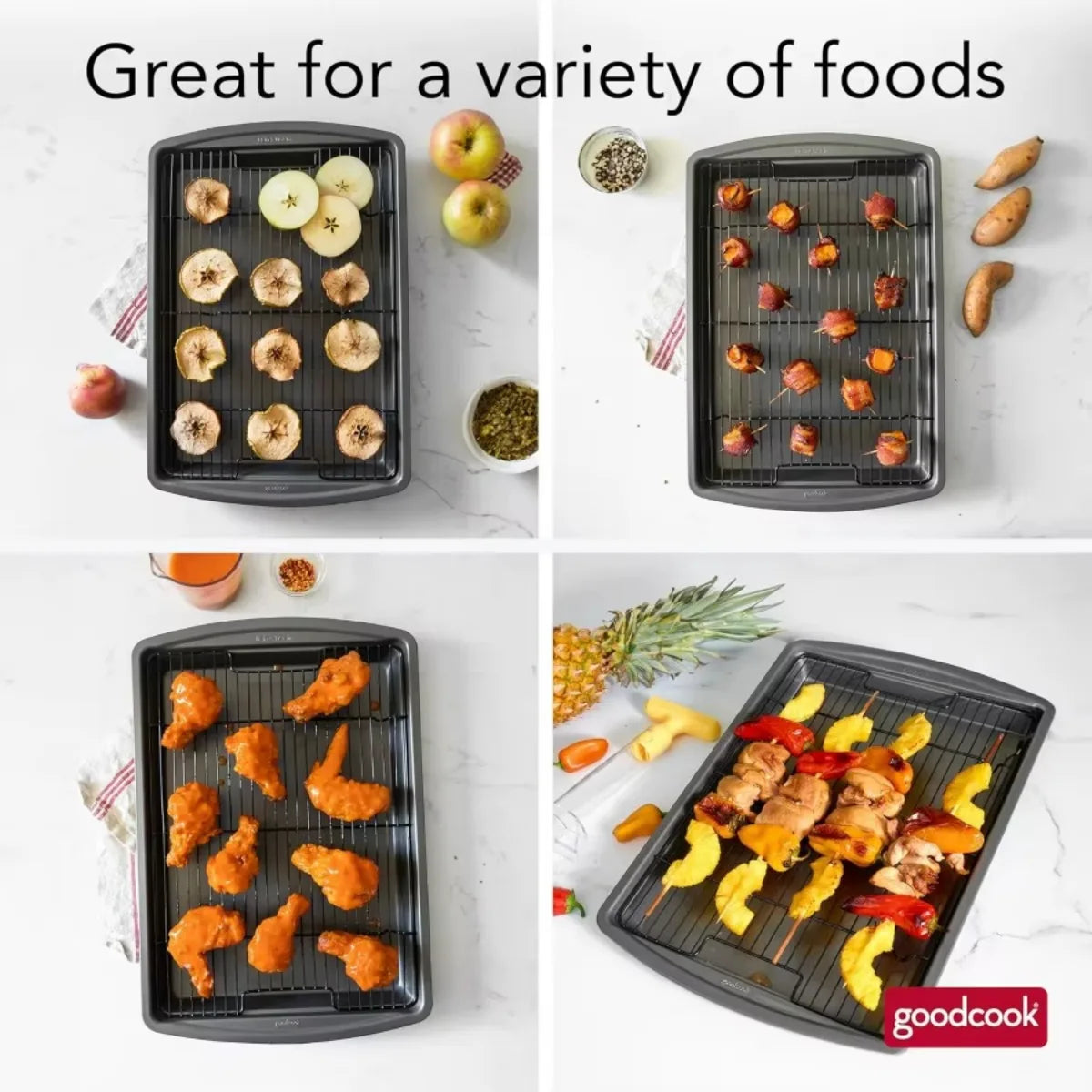 Nonstick Carbon Steel Baking Pan And Raised Wire Rack For Crispy Bacon Pizza Wings Multipurpose Sheet Pan