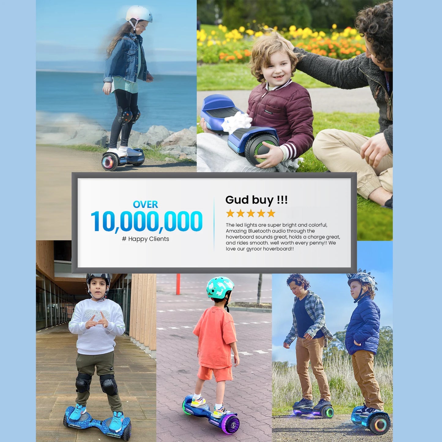 6.5 Self Balancing Hoverboard All Terrain For Kids LED Light Bluetooth Speaker