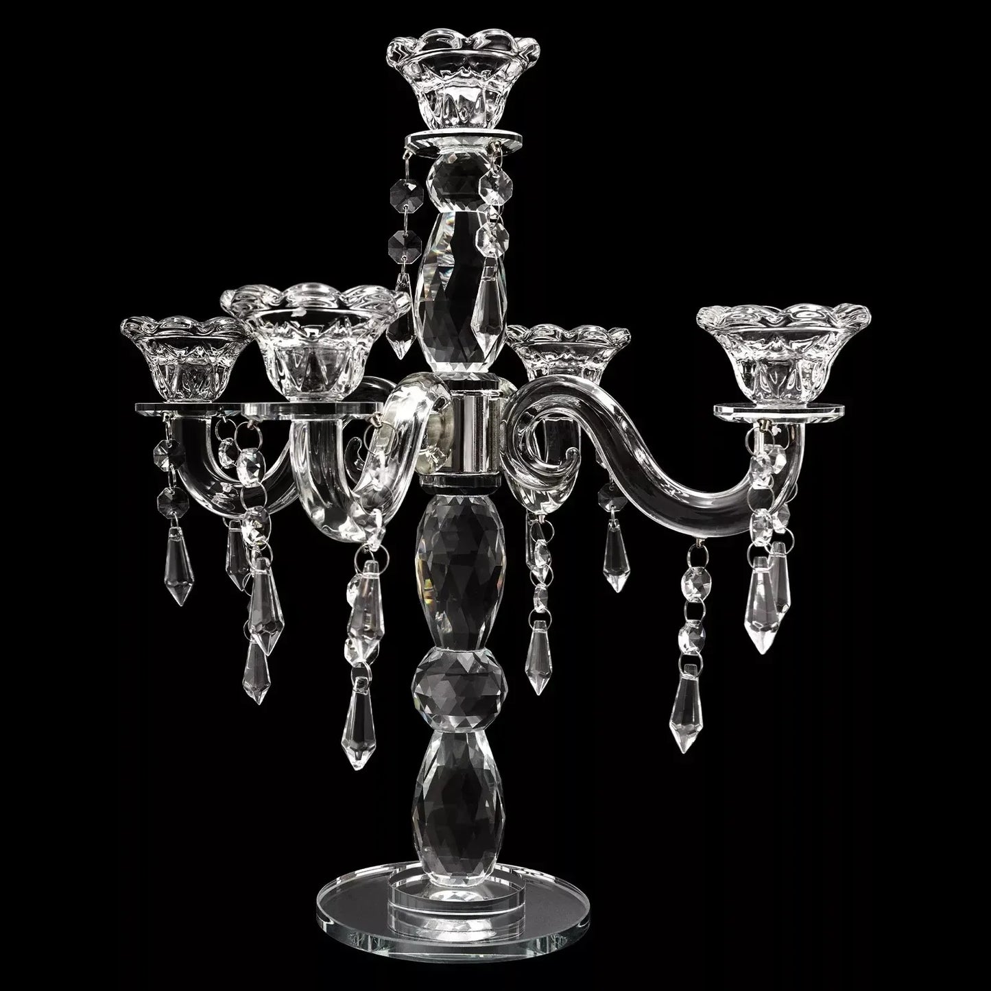 5 Arm Crystal Candle Holder Centerpiece With 5 Heads