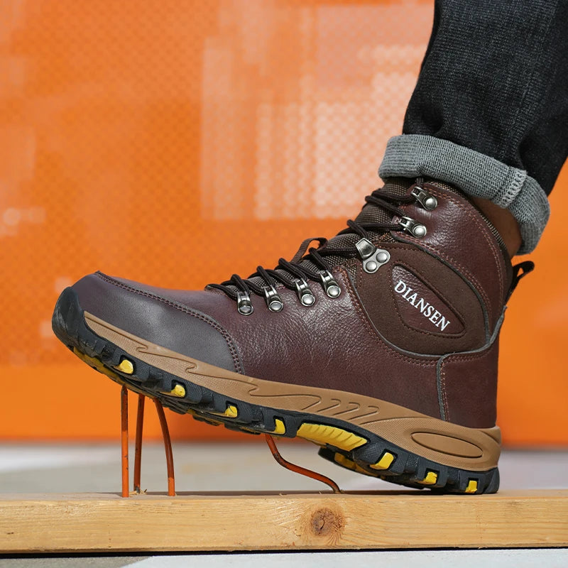 Waterproof Leather Mens Safety Boots Indestructible AntiPuncture Work Shoes