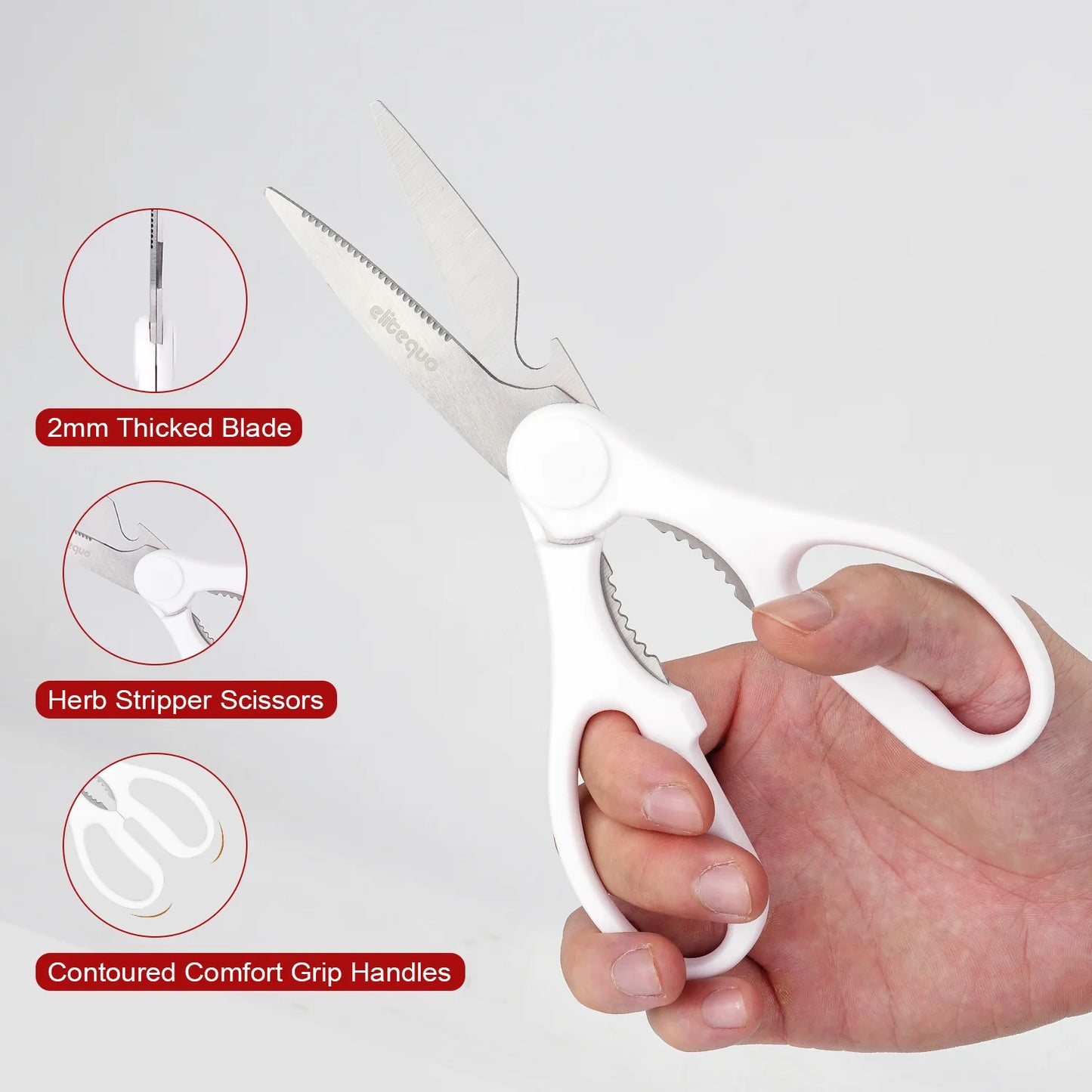 Elitequo All Purpose Kitchen Scissors Heavy Duty Stainless Steel Soft Grip