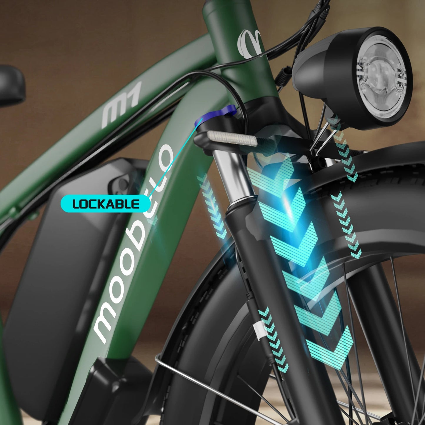 Moobelo M1 48V 2000W Dual Motor E Bike 26 Inch Fat Tires Front Suspension