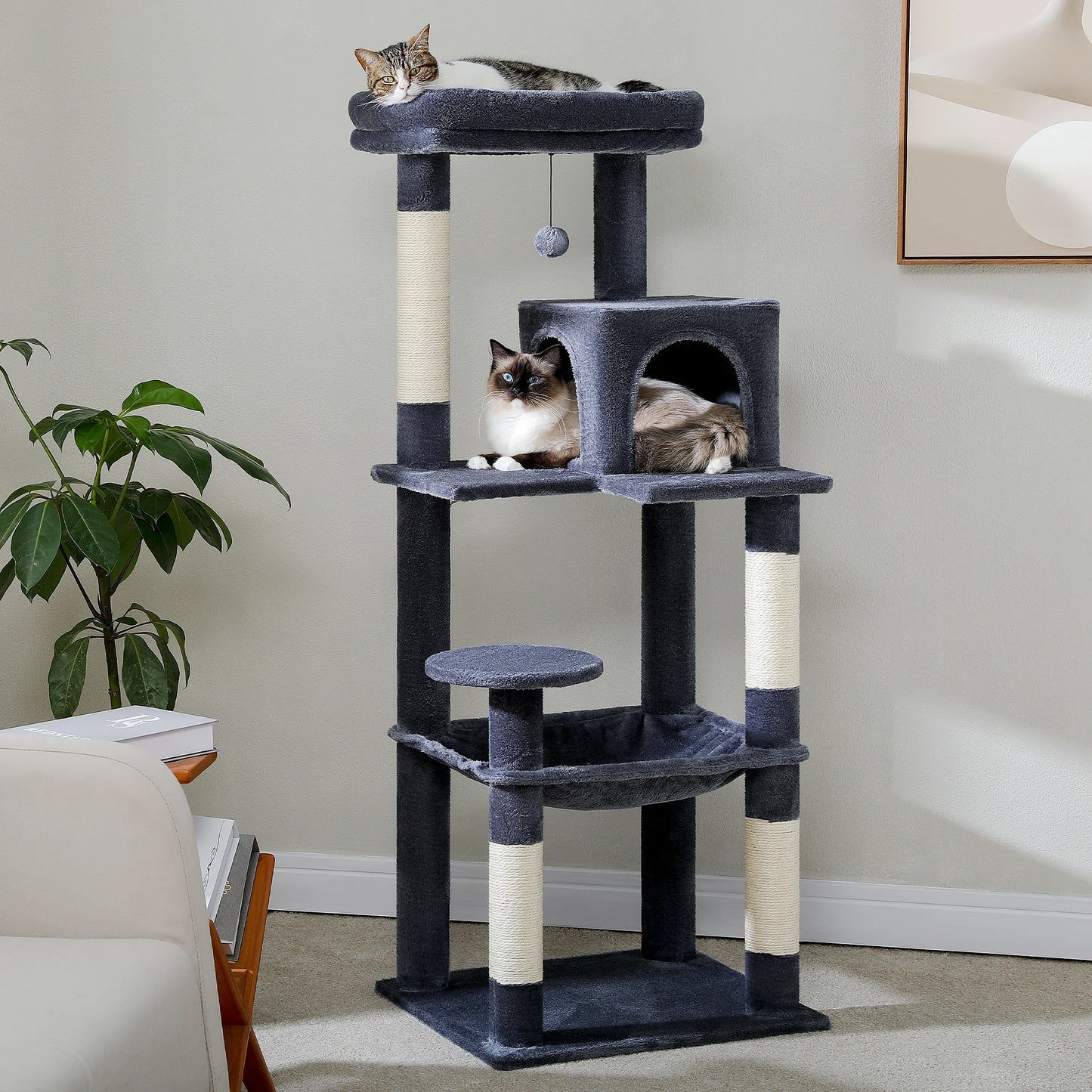 5 Level Cat Tree for Large Cats with Sisal Scratching Posts