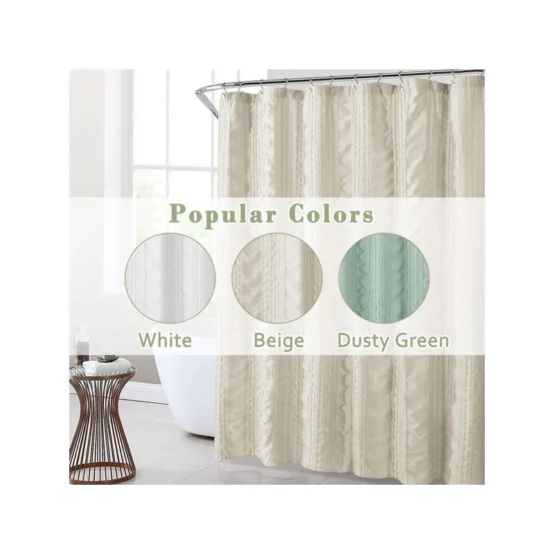 Striped Tufted Shower Curtain 72x72 Inch For Modern Boho Bathroom Decor Premium Polyester Knit