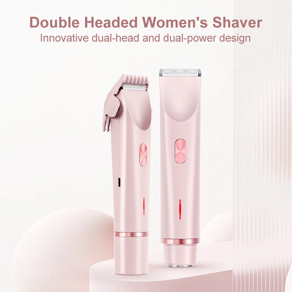 Electric Razor Woman Shaver Dual Head Electric Hair Clipper Women Mustache Epilator Leg Bikini Body Hair Trimmer for Pubic Legs