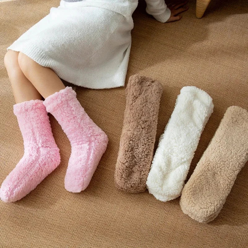 Women's Thickened Cashmere Floor Socks Thermal Velvet Sleep Socks Non-Slip Home Slippers & Leg Warmer