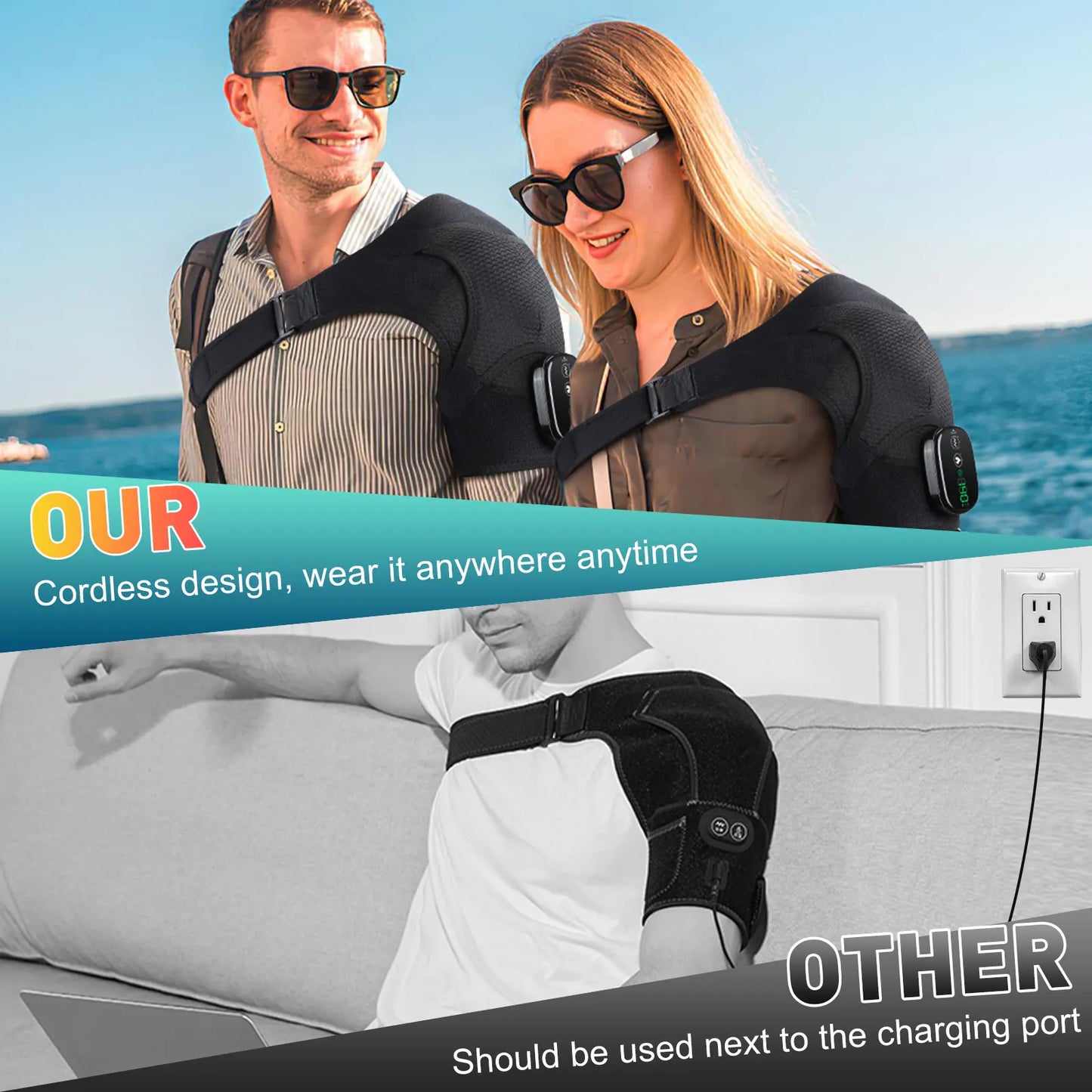 Electric Heating Shoulder Massager Brace With LED Control