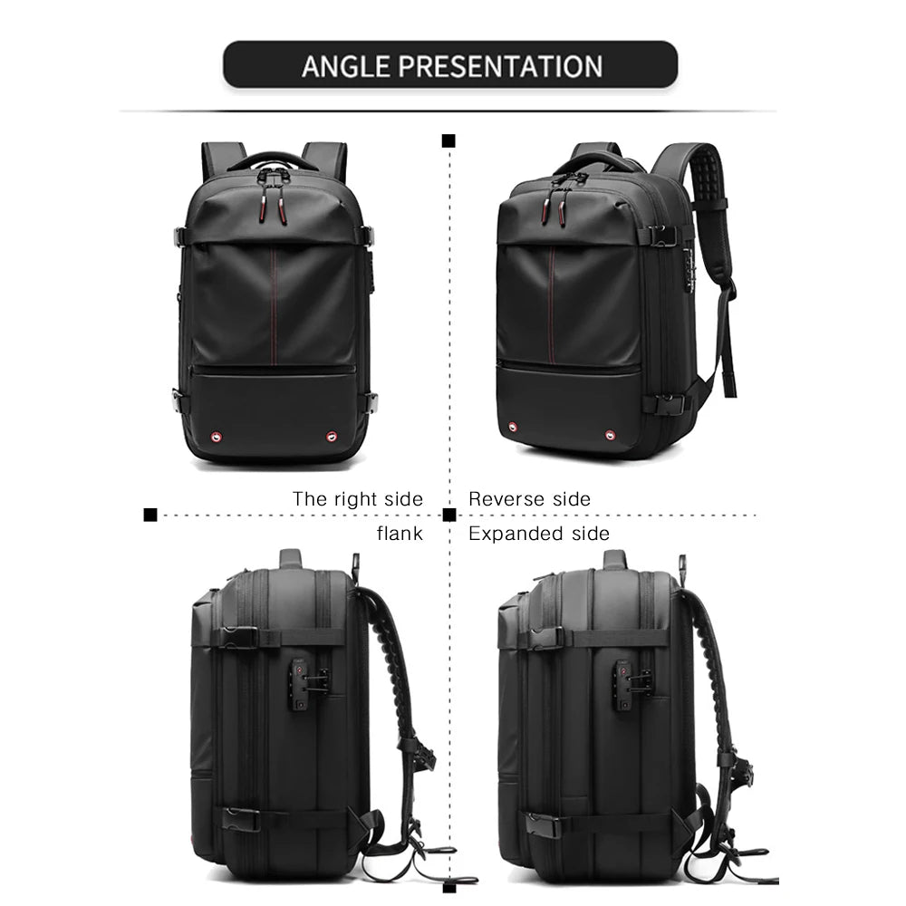 Men Travel Backpack Vacuum Compression 17 Inch Laptop Backpack Business Large Capacity School Hiking Expanded