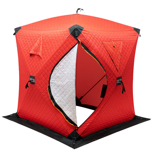 Portable Ice Fishing Tent For 1 To 2 People Outdoor Thermal Camping Shelter Red Orange Blue Camouflage