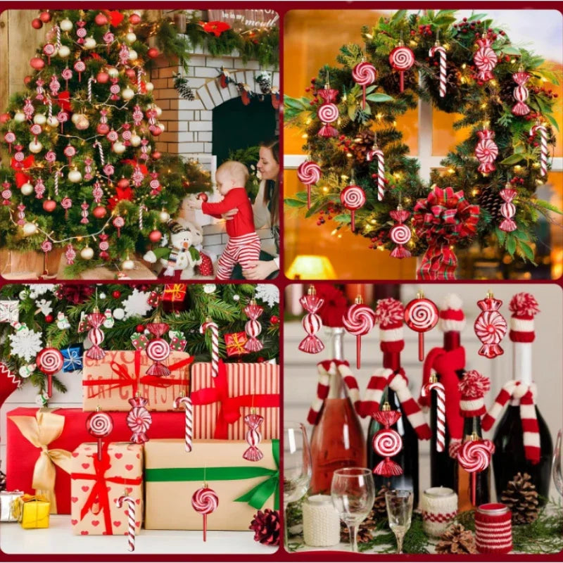 6 Pcs 2025 Christmas Lollipop And Candy Cane Ornaments For Tree Decor And Gift