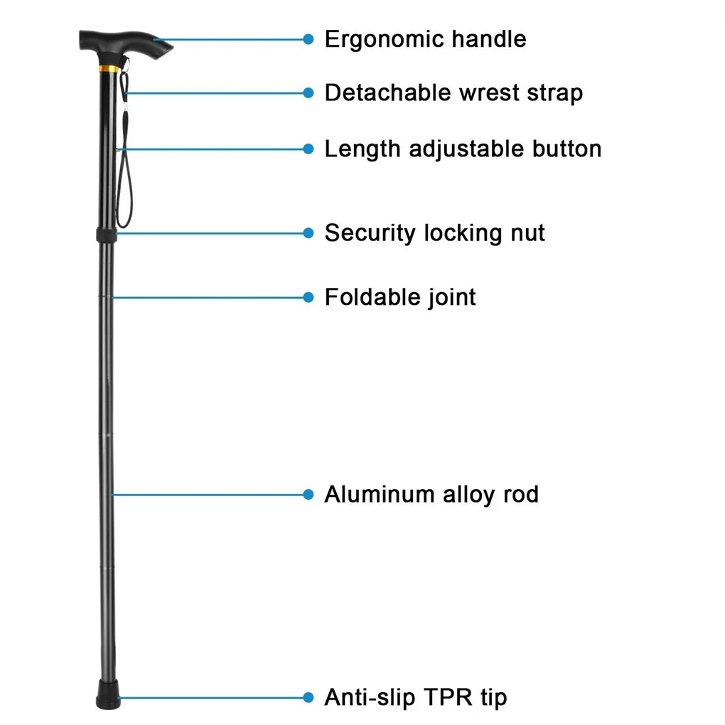 Travel Folding Trekking Pole Collapsible Walking Cane Gift