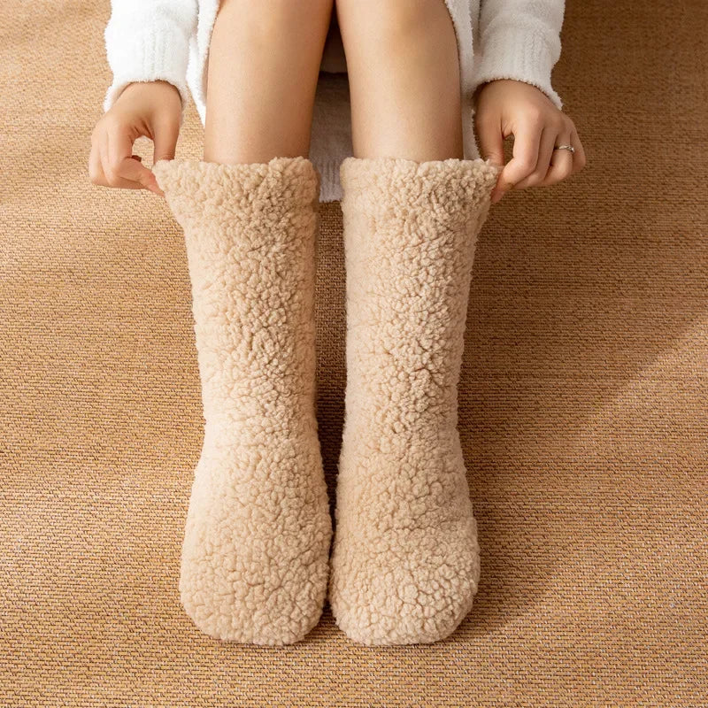 Women's Thickened Cashmere Floor Socks Thermal Velvet Sleep Socks Non-Slip Home Slippers & Leg Warmer
