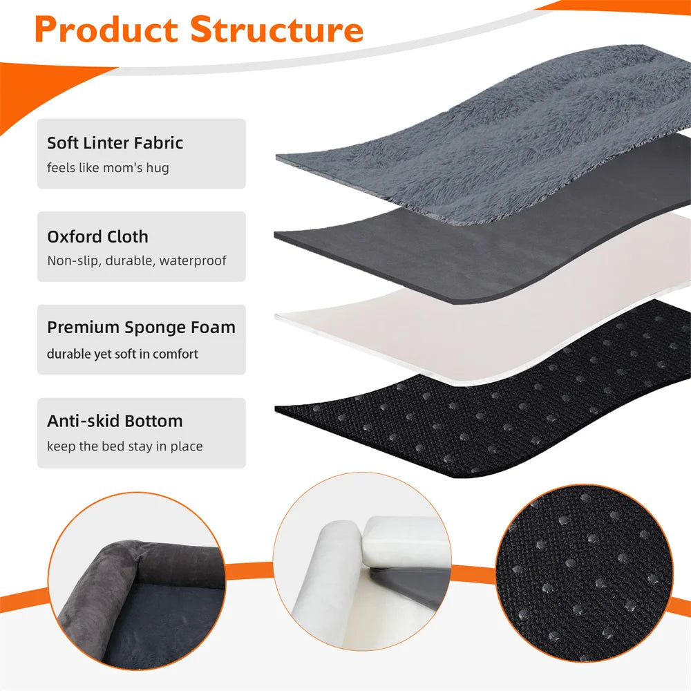 XXXL Calming Orthopedic Memory Foam Dog Bed With Waterproof Removable Cover And Plush Mat For Small To Large Dogs