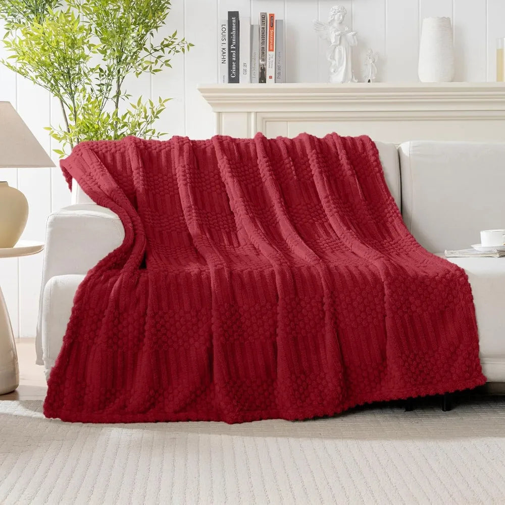 Red Fleece Throw Blanket 50x70 Inch Plush Cozy For Sofa Living Room