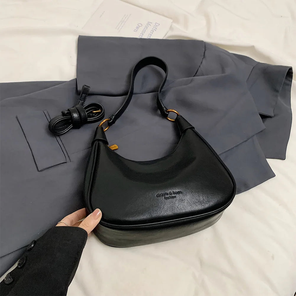 Women PU Leather Shoulder Bag With Adjustable Strap Crossbody Zipper Work Travel