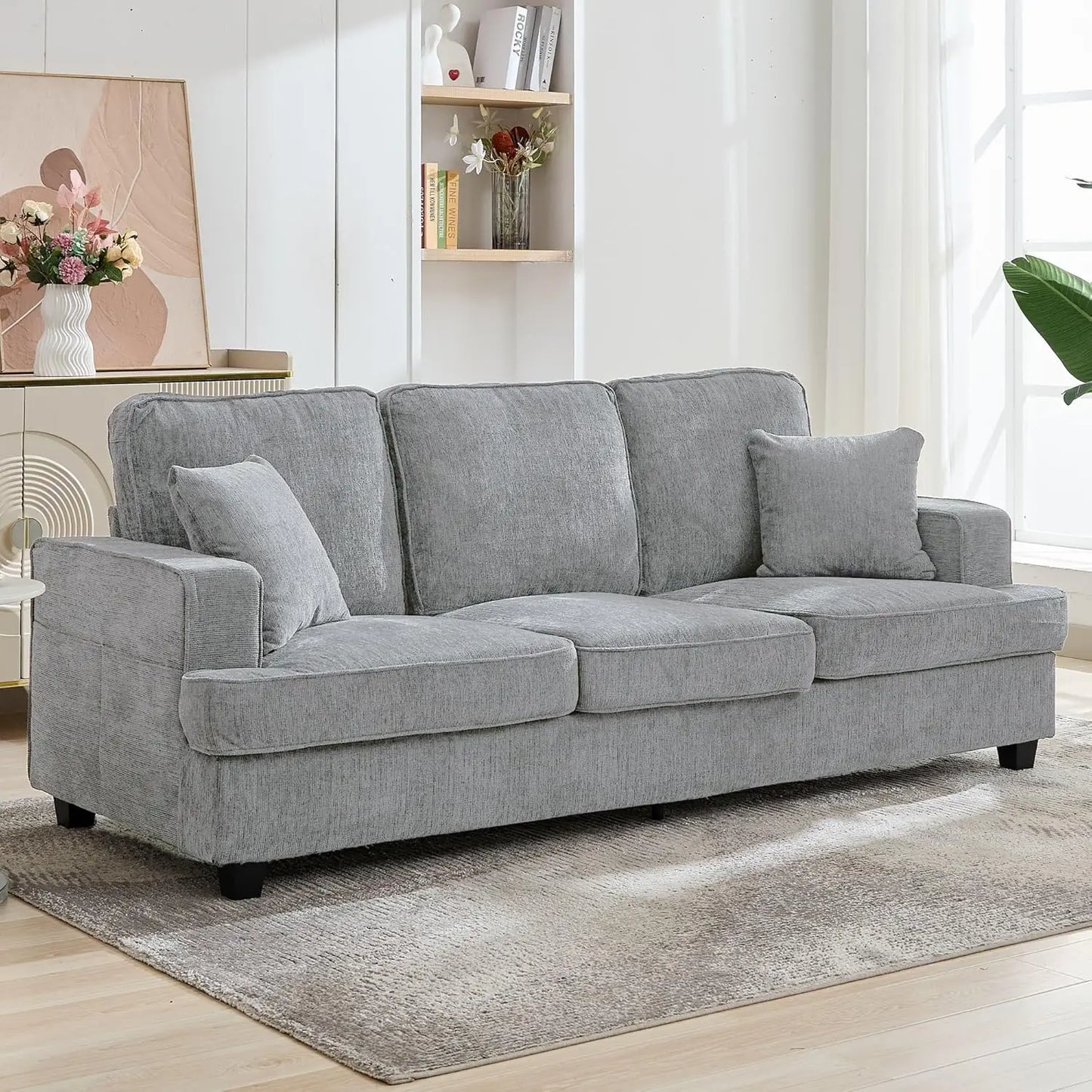 Cloud Couch 89 Inch Chenile With Deep Seats Modern 3 Seater