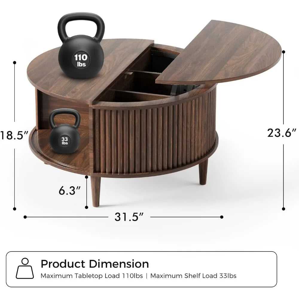 Mid Century Modern Lift Top Coffee Table With Storage