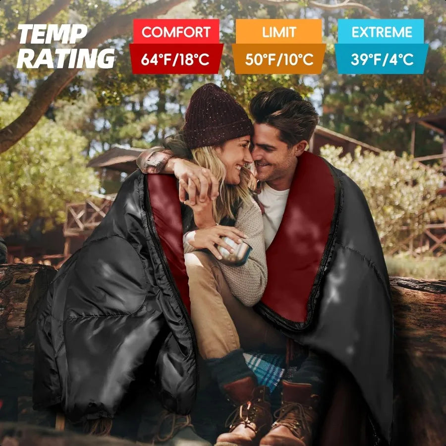 Two Person Sleeping Bag With Pillow XL Queen Size Camping