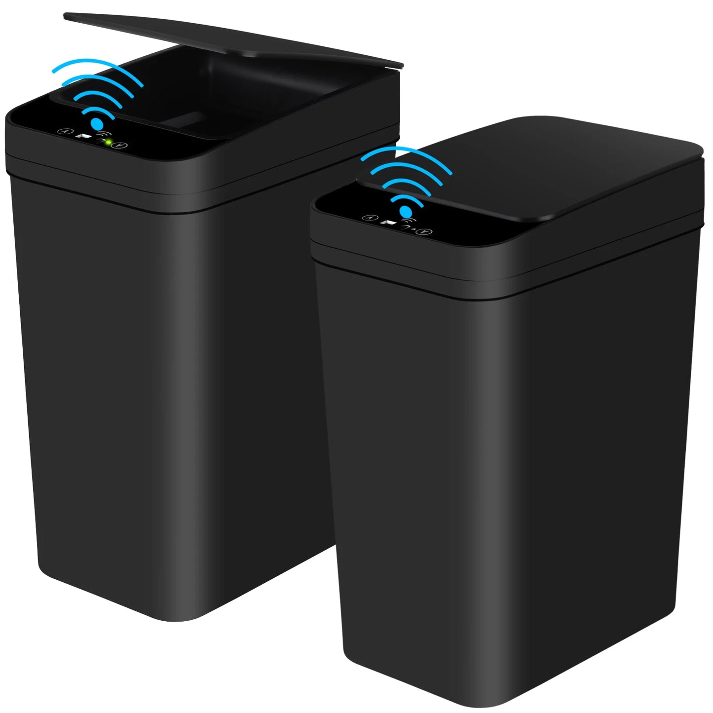 2 Pack 12L Automatic Touchless Trash Cans With Motion Sensor Slim Lid Black