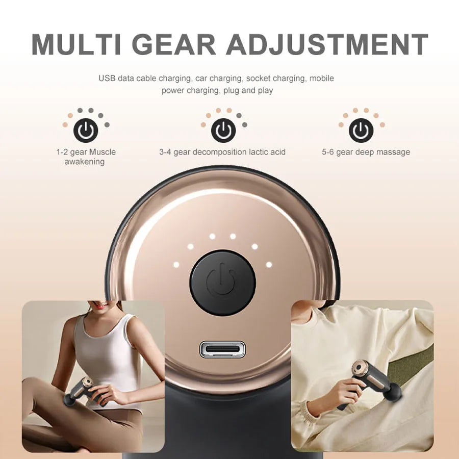 Fascia Electric Massage Gun With 4 Replaceable Heads